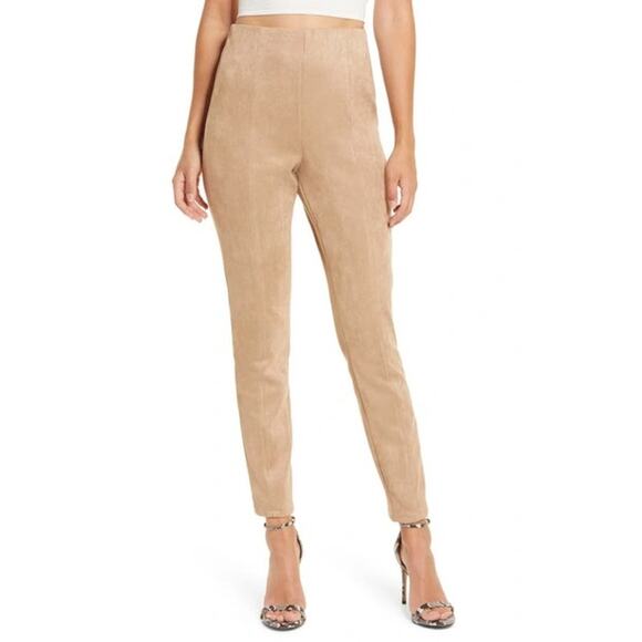 BlankNYC Womens Faux Suede Leggings 25 US 2 Tan High Rise Skinny Back Zip NWT - Picture 1 of 9
